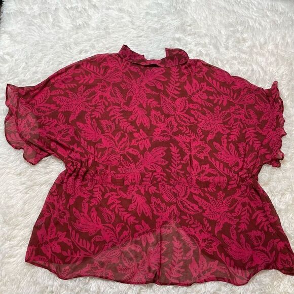 Torrid Pink Floral Chiffon Dolman Button Up Short Sleeve Plus Size 4X - Picture 7 of 7
